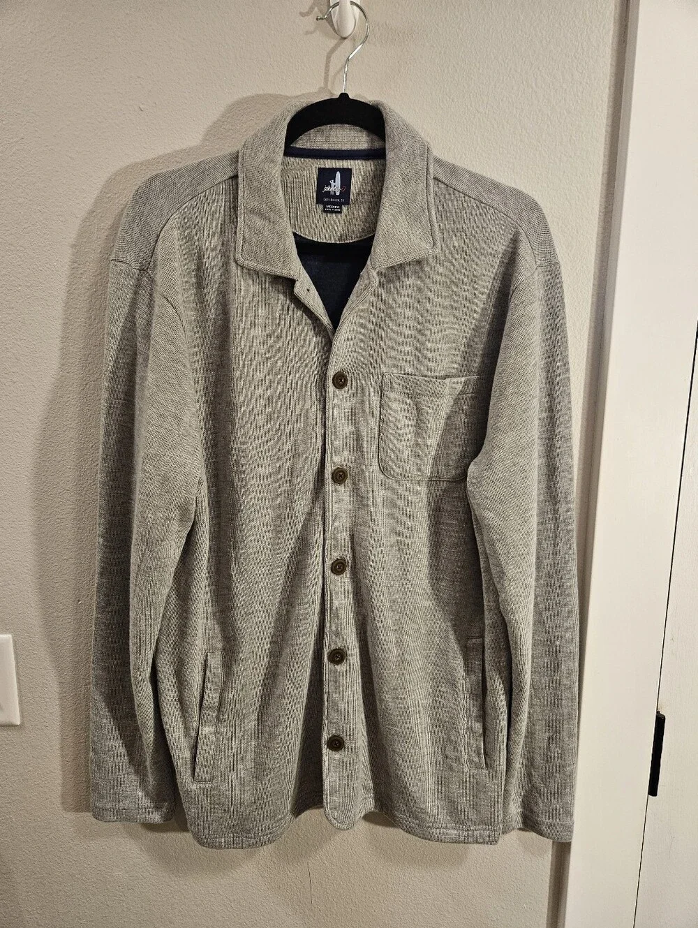 JOHNNIE-O Tudor Knit Jacket Men Size Medium Gray